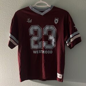 Cotton On Maroon Graphic Tee with Gray Accents